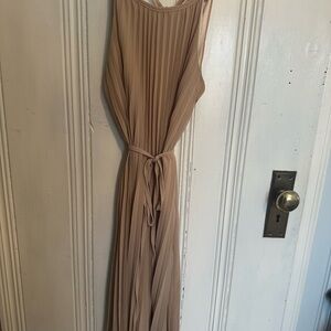 Ellames blush accordion pleated high halter neck dress